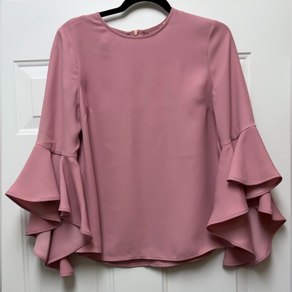 Ted Baker Tops - Ted Baker Pink Flounce Sleeve Blouse size 4